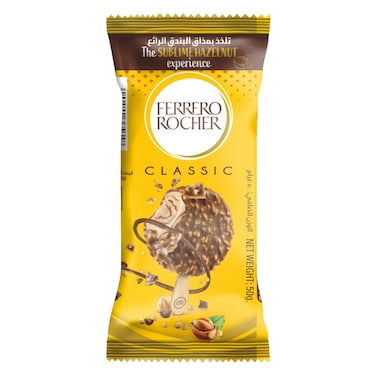 Ferrero Rocher Classic Ice Cream, Crunchy Chocolate &amp; Hazelnut Coating, 1 Ice Cream, 70ml