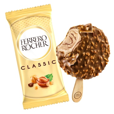 Ferrero Rocher Classic Ice Cream, Crunchy Chocolate &amp; Hazelnut Coating, 1 Ice Cream, 70ml