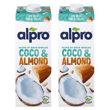Alpro Coconut Almond Drink, 100% Plant-Based, Lactose &amp; Dairy Free  1L Pack of 2