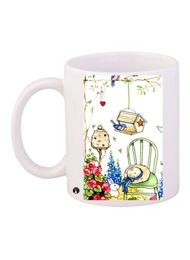 Garden Printed Coffee Mug White/Green/Red