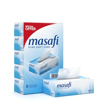 مسافي عناية كلها رقة مناديل الوجه – أبيض 130 منديل حزمة من 5