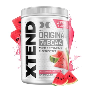 XTEND Original BCAA  Powder Zero Sugar With Electrolytes for Hydration &amp; Muscle Repair,  Post-Workout Supplement, Watermelon Explosion - 30 Servings