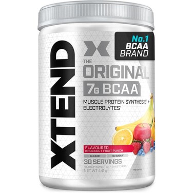XTEND Original BCAA Powder, Knockout Fruit Punch, 30 Servings, 7g BCAAs per Serving, Sugar Free Branched Chain Amino Acids and Electrolytes Powder for Post Workout Muscle Recovery and Hydration
