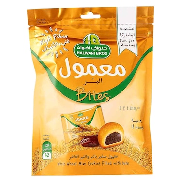Halwani Bros Bites Mini Cookies Dates Filled Cookies, 180g