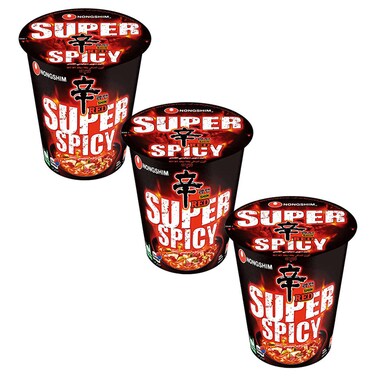 Nongshim Shin Red Super Spicy Cup, 68g Pack of 3