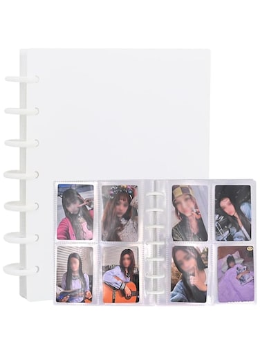 MAKINGTEC Kpop Photocard Binder 3 Inch Photocard Holder Book Sleeves with 30Pcs Inner Pages A5 Idol Business Card Collect 2&times;3 Polaroid Photo Album, White