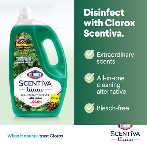 Clorox Scentiva Disinfectant Floor Cleaner, Mediterranean Pine Forest, 3L