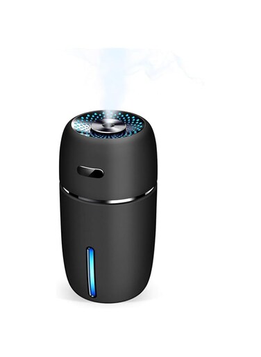 SKEIDO USB Car Humidifier, 200ml Mini Portable Humidifiers Air Purifier with 7 Colors LED Night Light, Quiet Operation, Adjustable Mist Modes for Travel Home Baby Office Car (Black)