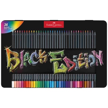 فابر كاستل بلاك إديشن مجموعة أقلام تلوين في علبة معدنية، 36 لون