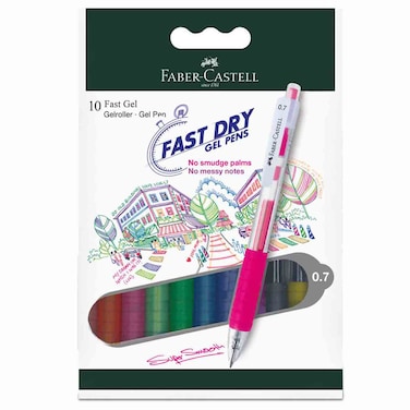 Faber-Castell Fast Gel Pen Set, 0.7mm, Assorted Colours, 10 PCS