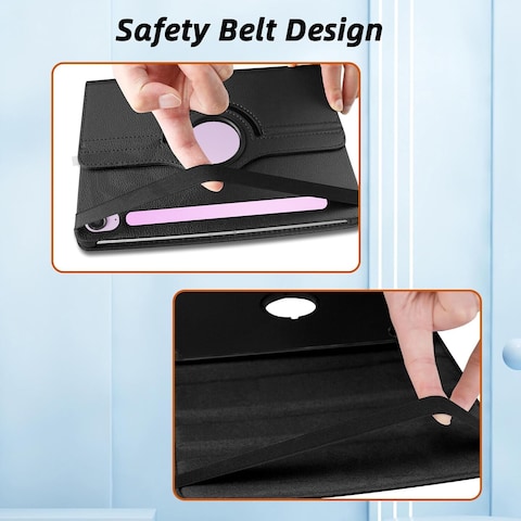 Muzz Rotating Case for Samsung Galaxy Tab S9 FE 5G 10.9 Inch/S9 11 Inch 2023, 360 Degree Stand Cover, Auto Sleep/Wake (Black)