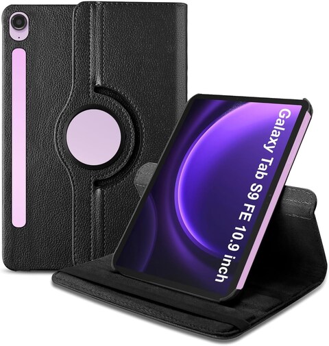 Muzz Rotating Case for Samsung Galaxy Tab S9 FE 5G 10.9 Inch/S9 11 Inch 2023, 360 Degree Stand Cover, Auto Sleep/Wake (Black)