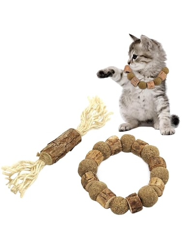 2 Pack Catnip Toys Cat Wand Silvervine Sticks Cat Toys for Indoor Cats Interactive Cat Chew Toys, Lollipops Matatabi Mint Licking Balls for Cat Teeth Cleaning Kitten Toys