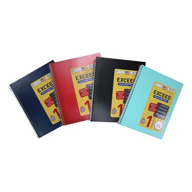 Exceed Wide Ruled Paper Spiral 1 Subject Notebook 10.5x8.5inch 75g 100 Sheets Assorted