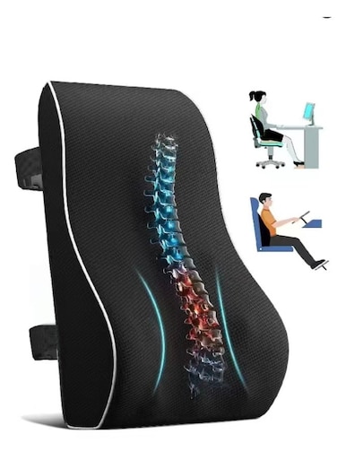 Lumbar Support Pillow for Office Chair Office Home Essentials,Memory Foam Back Support Pillow for Car, Chair Cushions Back Pain Relief Improve Posture Mesh Cover Double Adjustable Straps
