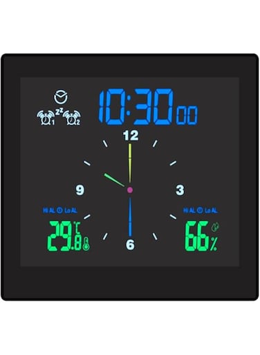 NALACAL Digital Shower Clock with with Temperature and Humidity Display, Suction Waterproof Wall Clock Bathroom Clock Kitchen Timer for Bedroom Office School Travel Kitchen (Black)