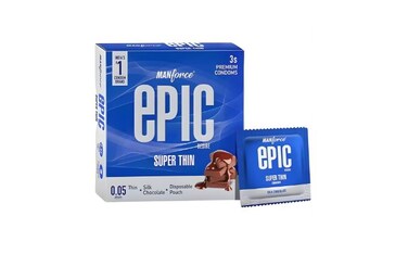 Manforce Epic Desire   Super Thin, Silk Chocolate Flavoured Condoms for Men, 3 Pcs  With Disposable Pouch  Vegan   No Hard Chemicals  Super Thin  Lubricated Latex Condoms