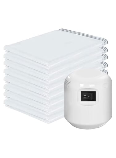 Premium Vacuum Storage Bags with Electric Pump 6-Piece (2 Jumbo, 2 Large, 2 Medium) Reusable Space Saver Bags for Clothes, Mattress, Blanket, Duvets, Pillows, Comforters, Quilt, Travel