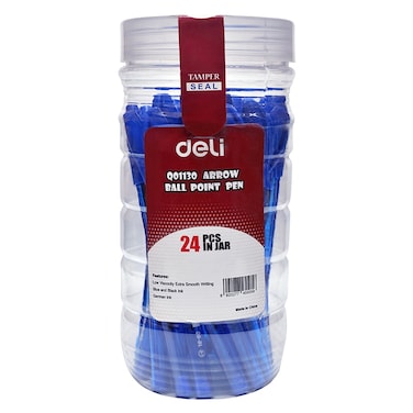 Deli Arrow Ball Point Pen in Jar Q01030 24 PCS