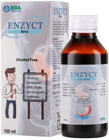 BDA Pharma Enzyct Syrup 100ml For Flatulence, Constipation, Gerd, Acidity, Loss Of Appetite And Indigestion