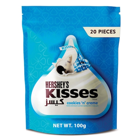 Hershey&#39;s Kisses Cookies N Creme White Chocolate Coating with Cookie Bits, 100g