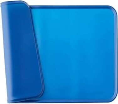 Amazon Basics Waterproof Anti-Slip Silicone Pet Food and Water Bowl Mat - 18.5 x 11.5 Inches, Blue