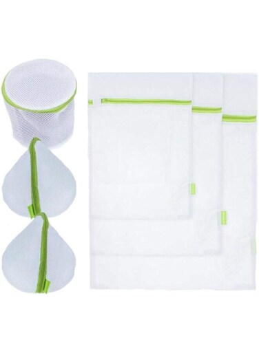 Mfun 6pcs/set Heavy Duty Mesh Laundry Bags, Laundry bag for Blouse Hosiery Stocking Underwear Bra and Lingerie, Travel Laundry Bag with Premium Zipper (Green)