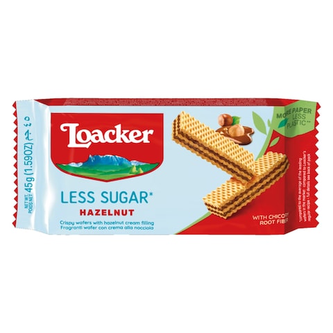 Loacker Less Sugar Hazelnut Wafer, 45g