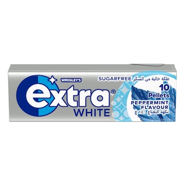 Wrigley's Extra Gum White Peppermint, Sugar Free Chewing Gum 10 Pellets