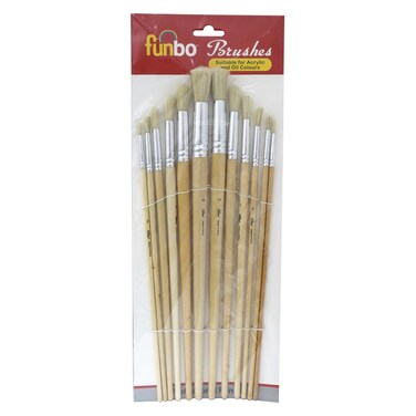 Funbo 1-12 Round Bristles Brush for Oil Colour