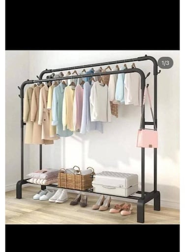 Clothes Organizer And Metal Stand Black 150x96x45cm