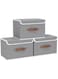 Yawinhe Storage Boxes with Lids 3 Pack, Collapsible Linen Fabric Storage Bin with Handle, for Organizing Toys, Clothes, Office, 45x30x30cm, Grey, SNK018GY-L