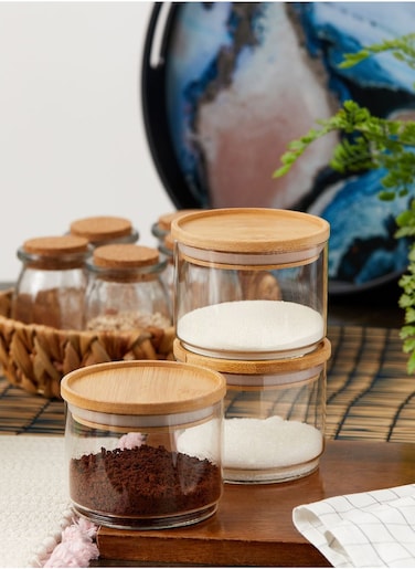 Set Of 3 Stacking Glass Jar
