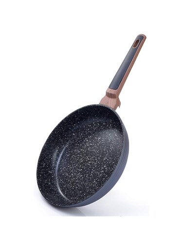 Fissman Fry Pan, Forged Aluminum, Greblon C3+ Black Marble Coating, Wooden Soft Touch Dandle (26X5.8cm)