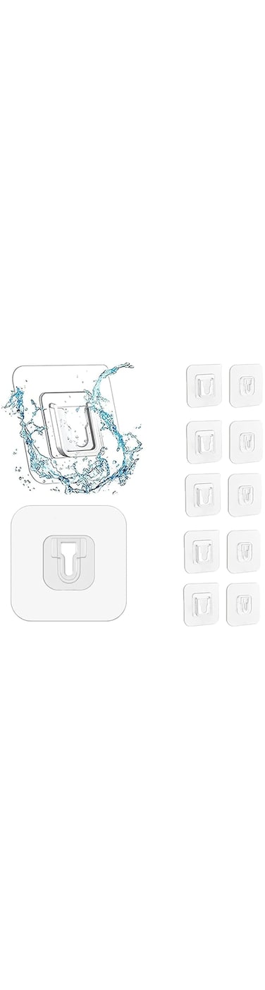 MOUNAY Double-Sided Adhesive Wall Hooks, Waterproof and Oilproof Reusable Seamless Hooks, Without Punching and Nails Heavy Duty Self-Adhesive Wall Hook for Kitchen Bathroom Office (5 Pairs)