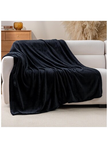 Silky Soft Bed Blanket Single Microfiber 150x200cm Throw Blanket Black 280GSM