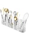 Joyzzz Utensil Holder, Silverware Cutlery Flatware Holder with 3 Compartments, Utensil Rack with Stainless, Rack Organizer with Hooks, for Dish Drying Rack Sink Dish Drainer in Kitchen (20x9x4cm)