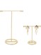 NALACAL Gold Metal T Bar Earring Display Stand Without Hole Jewelry Holders Hanging Jewelry Organizer for Jewelry Store Retail Photography Props (2Pcs Gold- Round Base 2 Heights 5.9 &amp; 2.8 Inch)