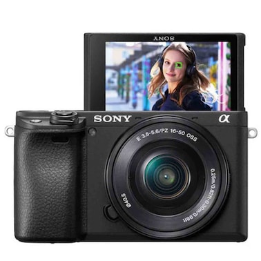 سوني كاميرا ألفا a6400 بدون مرآة مع عدسة تكبير قوية 16-50 ملم، فيديو بدقة 4K، 24.2 ميغابكسل، أسود