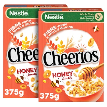 Nestle Whole Grain Honey Cheerios Breakfast Cereal, 375g Pack of 2