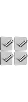 Sprinkle Silver Self Adhesive Hooks Wall Mounted Stainless Steel Shower Hooks,Kitchen and Bathroom Accessory Set(B-4PCS-Oblique hook)