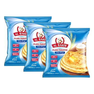 Al Baker, Plain Paratha, 3 x 400g