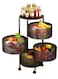 Multi-Layer Kitchen Storage Shelf Rotatable Steel Rack 4 Movable Wheels Fruit Vegetable Snack Organizer Stand Black 80cm