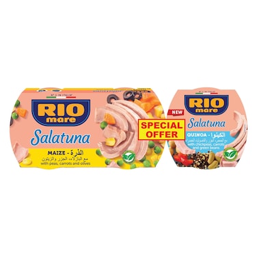 Rio Mare Salatuna Maize 160g, Pack of 2 with Salatuna Quinoa, 160g