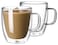2 Pcs Double Wall Insulated Glasses Espresso Mugs, Glass Coffee Mugs with Handle, Insulated Layer Coffee Cups, Clear Borosilicate Glass Mugs   Perfect Coffee Mugs for Espresso, Cappuccino, Latte, American,Tea Bag, Hot Beverages