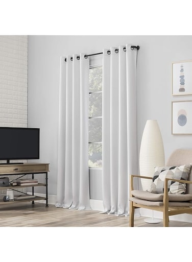 Sun Zero Nordic 2-pack Theater Grade Extreme 100% Blackout Grommet Curtain Panel Pair, 52" x 96", Pearl