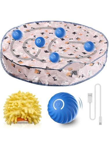 URbazaar Interactive Cat Toy Ball for Indoor Cats, Fast Rolling in Play Mat, Automatic Motion Activated Moving Ball Hide and Seek Indoor Exercise Game
