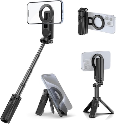 ULANZI JJ03 Magnetic Tripod for Phone with Remote Control 3-in-1 Selfie Stick Handle Grip 360&deg; Rotation Extendable Stand for iPhone Android Phones