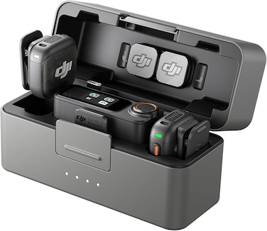 DJI Mic 3 (2 TX + 1 RX + Charging Case), Wireless Microphone for iPhone/Camera/Android, Adaptive Gain Control Balanced Volume, Dual Band Anti-Interference, 28h Use, UAE Version with Official Warranty   Mini mic iPhone/Camera/Android, Ultralight, Adaptive Gain Control, Dual Band Anti-Interf., 28 Hours Use, Vlog