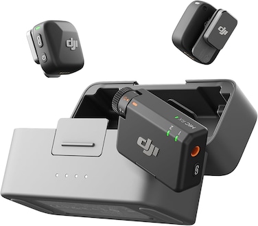 DJI Mic Mini (2TX+1RX+Charging Case), Detail-Rich Audio, 48h Use, Noise Cancelling, Automatic Limiting, Wireless Mic for Camera/iPhone/Android, Vlog, UAE Version, DJI Official Warranty Support